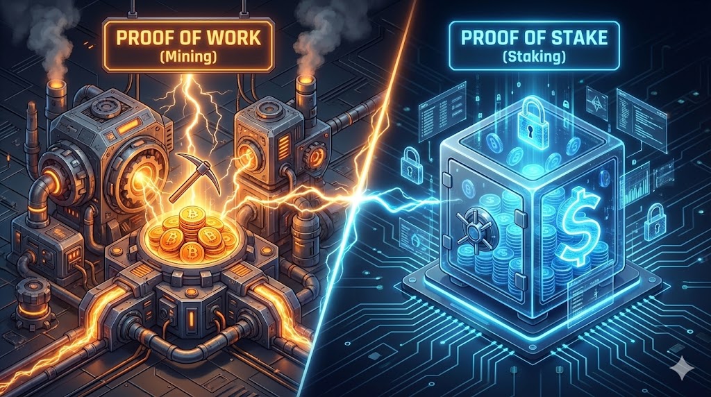 bedanya proof of work dan proof of stake